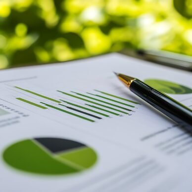 Financial Analysis with Green Charts and Pen Financial Analysis with Green Charts and Pen
